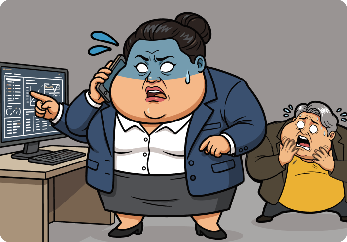 困惑するキャラクターたち