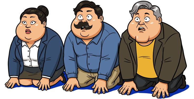 はっと気づく3人